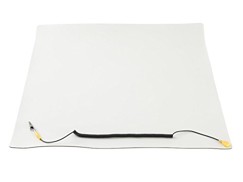 Антистатичний килимок Rosewill із заземлюючим дротом. Розмір килимка ESD 23,6 x 23,6 дюйма. 10-футовий спіральний заземлюючий кабель із кліпсою типу «крокодил» ESD Настільний килимок RTK-ASM