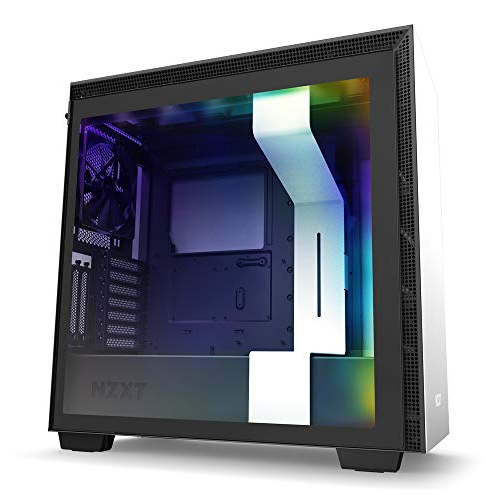 NZXT H710i - CA-H710 i-W1 - Корпус для комп'ютерів ATX Mid Tower Gaming Case - Передній порт вводу-виводу USB Type-C - Швидкознімна бічна панель із загартованого скла - Вертикальне кріплення для графічного процесора - Вбудоване освітлення RGB - білий/чорний