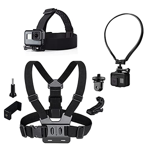 Нагрудне кріплення на шию для Gopro - набір аксесуарів для екшн-камери 3-в-1, кріплення на нагрудний ремінь Quick Clip Mount Head Strap Mount Тримач для селфі на шию Сумісний зі смартфоном GoPro Hero 5 6 7 8 9 10 Black