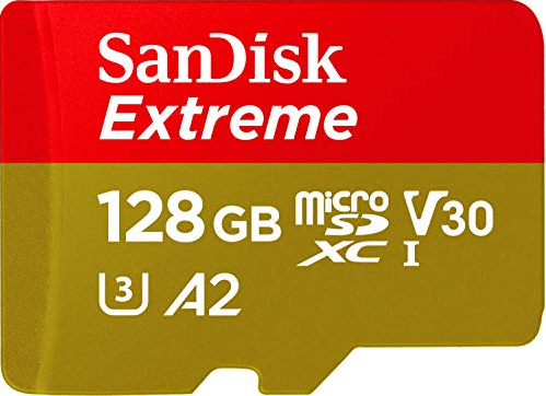 Карта пам'яті SanDisk 128 ГБ Extreme microSDXC UHS-I з адаптером - до 160 МБ/с, C10, U3, V30, 4K, A2, Micro SD - SDSQXA1-128G-GN6MA