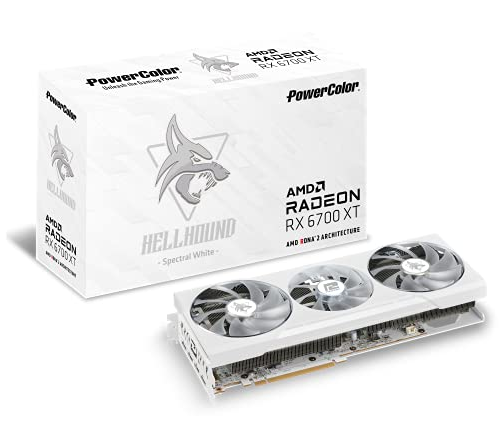 Ігрова відеокарта PowerColor Hellhound Spectral White AMD Radeon RX 6700 XT із 12 ГБ пам’яті GDDR6, технологією AMD RDNA 2, HDMI 2.1