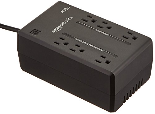 Amazon Basics Standby UPS 400VA 255W Surge Protector Battery Backup, 6 Outlets
