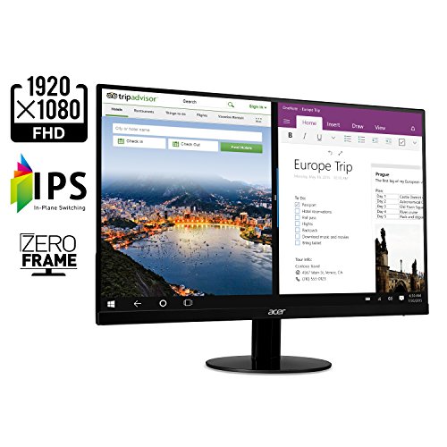 Acer SB220Q bi 21,5 дюймів Full HD (1920 x 1080) ультратонкий монітор IPS з нульовою рамкою (порт HDMI і VGA), чорний