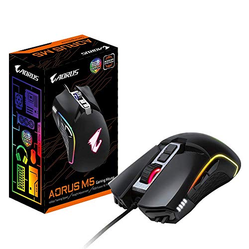 GIGABYTE AORUS RGB 16000 dpi Оптичний датчик, повністю програмований і збережений на борту 16,7 МБ настроюваного освітлення Ігрова миша - GM-AORUS M5