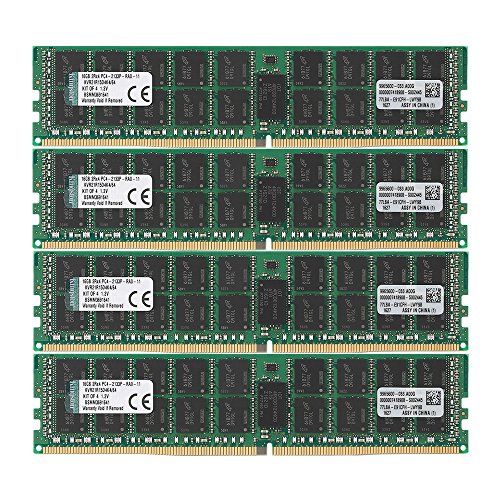 Kingston Technology 64GB RAM Kit (4x16GB) 2133MHz DDR4 ECC Reg CL15 DIMM DR x 4 with TS Server Memory (KVR21R15D4K4/64)
