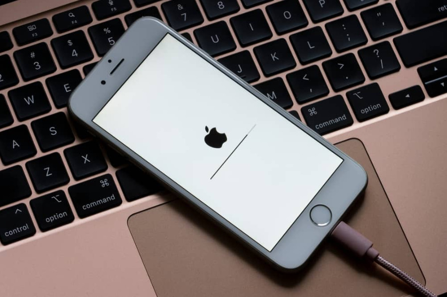 Логотип Apple із індикатором прогресу на iPhone 6