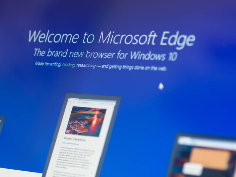 Екран привітання Mirosoft Edge