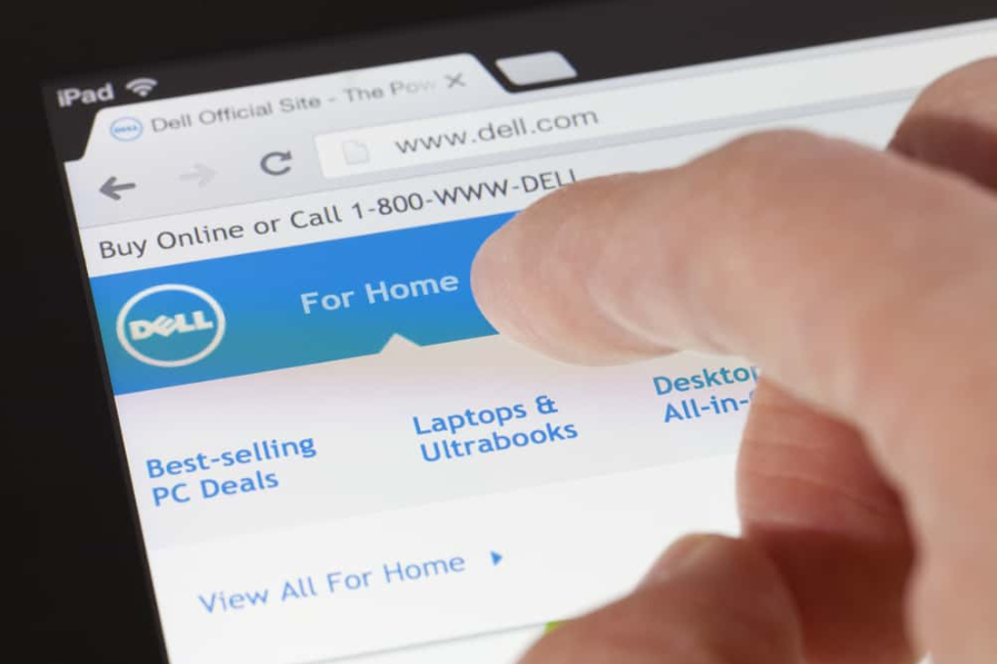 Перегляд веб-сторінки Dell на ipad