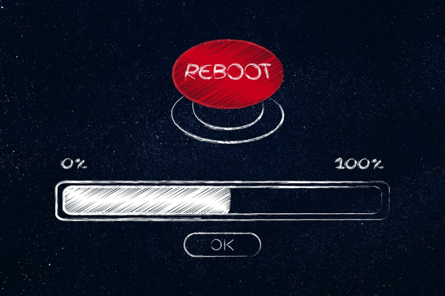 велика червона кнопка перезавантаження технології перезавантаження з індикатором завантаження