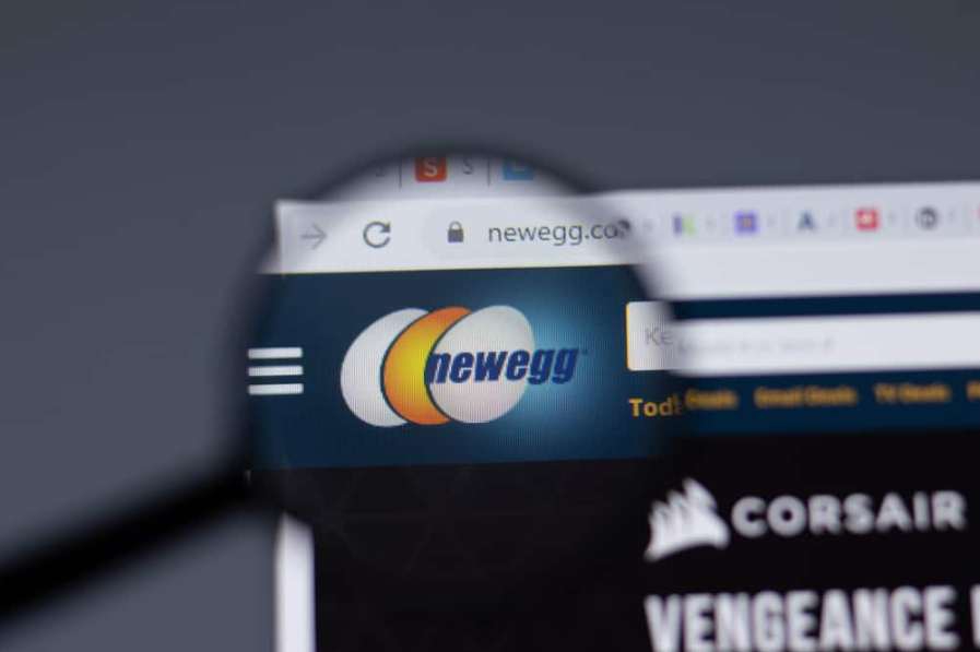 Веб-сайт Newegg зі збільшувальним склом